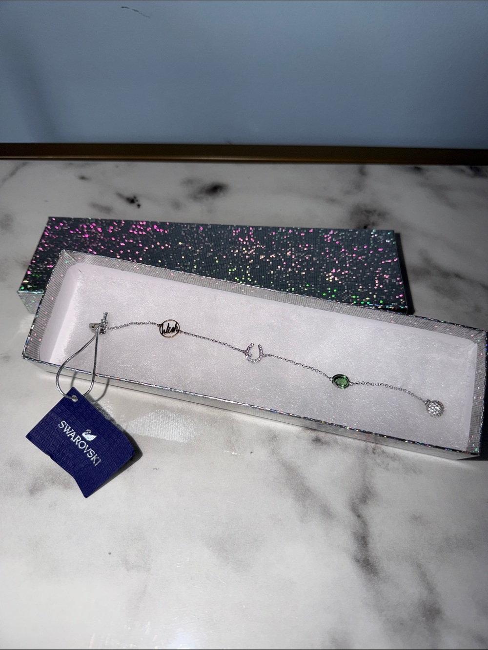 Swarovski Wish Bracelet with Green and Clear Crystal Accents